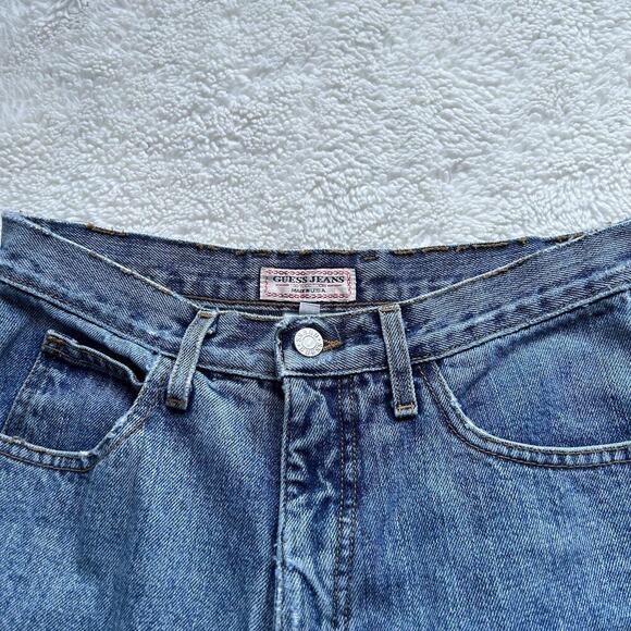 Vintage 90's Guess Jeans Style 1050 High Rise Tapered Leg Blue Classic Jeans 31 - Picture 4 of 10
